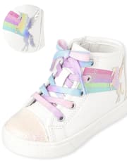Zapatillas altas de unicornio para niñas pequeñas