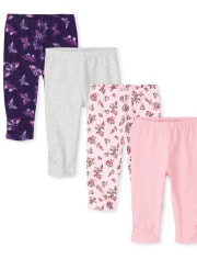 Baby Girls Floral Butterfly Pants 4-Pack