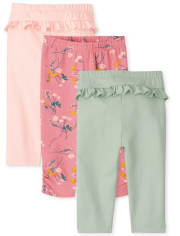 Baby Girls Floral Pants 3-Pack