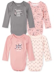 Lot de 4 bodys panda pour bébé fille