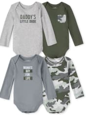 Lot de 4 bodys camouflage pour bébé garçon