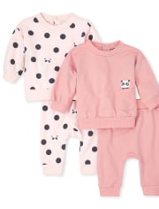 Conjunto de ropa de juego de 4 piezas Panda para bebé niña