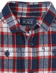 Chemise boutonnée en flanelle à carreaux assortie pour bébés et tout-petits garçons
