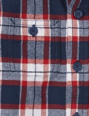 Chemise boutonnée en flanelle à carreaux assortie pour bébés et tout-petits garçons