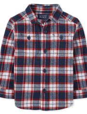 Chemise boutonnée en flanelle à carreaux assortie pour bébés et tout-petits garçons