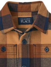 Chemise boutonnée en flanelle à carreaux pour bébés et tout-petits garçons