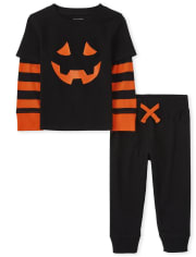 Ensemble 2 pièces citrouille d'Halloween pour tout-petits garçons