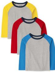 Paquete de 3 tops raglán para bebés y niños pequeños