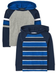Baby And Toddler Boys Striped Hoodie Top 2-Pack