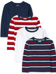 Lot de 4 hauts rayés pour bébés et tout-petits garçons