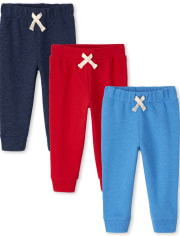Baby And Toddler Boys Fleece Jogger Pants 3-Pack