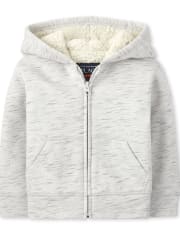 Baby And Toddler Boys Marled Sherpa Zip Up Hoodie
