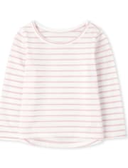 Camiseta básica con capas a rayas para bebés y niñas pequeñas