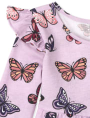 Lot de 2 robes de tous les jours à pois papillon pour petites filles