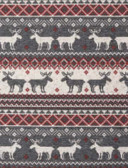 Pyjama unisexe en coton Fairisle avec renne thermique assorti pour adulte