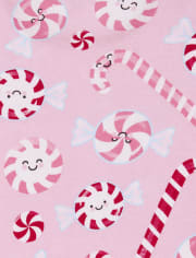 Girls Christmas Candy Cane Snug Fit Cotton Pajamas