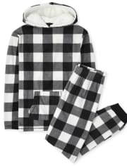Pijama de forro polar a cuadros de búfalo familiar a juego para adultos unisex