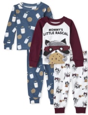 Baby And Toddler Boys Milk And Cookies Snug Fit Cotton Pajamas 2-Pack