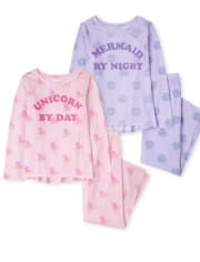 Girls Mermaid Unicorn Pajamas 2-Pack
