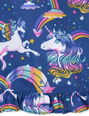Chemise de nuit à volants et licorne arc-en-ciel pour fille