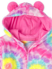 Girls Tie Dye Fleece One Piece Pajamas