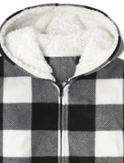 Kids Matching Family Buffalo Plaid Fleece One Piece Pajamas