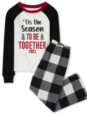 Unisex Kids Matching Family Tis The Season Snug Fit Cotton And Fleece Pajamas