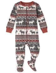 Unisexe Bebe Et Enfant En Bas Age Correspondant A La Famille De Noel A Manches Longues Thermique Renne Fairisle Snug Fit Coton Une Piece Pyjama The Children S Place Ca Multi Clr