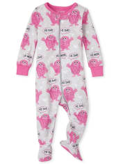 Pijamas de una pieza de algodón de ajuste ceñido Yeti para bebés y niñas pequeñas