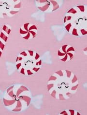 Baby And Toddler Girls Christmas Candy Cane Snug Fit Cotton Pajamas