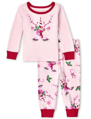 Baby And Toddler Girls Mommy And Me Christmas Unicorn Snug Fit Cotton Pajamas