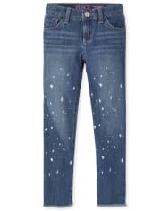 Girls Paint Splatter Girlfriend Jeans