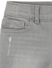 Girls Let Down Hem Distressed Denim Super Skinny Jeans