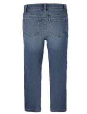 Girls Button Front Straight Jeans