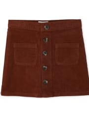Girls Button Corduroy Skirt