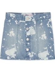 Jupe en jean boutonnée tie-dye pour fille