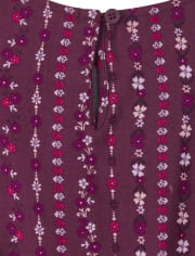 Girls Print Pintuck Ruffle Top