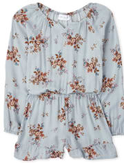 Girls Floral Ruffle Romper