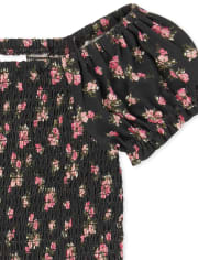 Combinaison smockée à fleurs pour fille