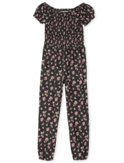 Combinaison smockée à fleurs pour fille