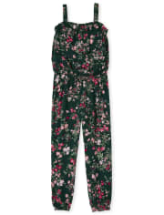 Girls Floral Ruffle Jumpsuit