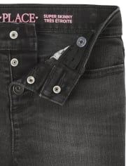 Girls Button Front Super Skinny Jeans