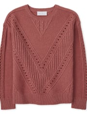 Girls Chevron Stitched Sweater