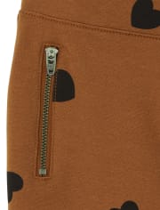 Jegging à enfiler en maille point de Rome avec fermeture éclair cœur pour fille