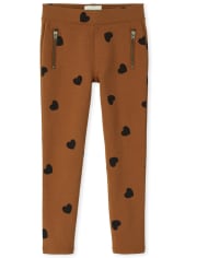 Jegging à enfiler en maille point de Rome avec fermeture éclair cœur pour fille