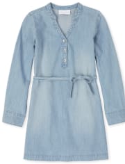 Girls Chambray Shirt Dress