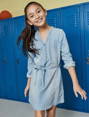 Girls Chambray Shirt Dress
