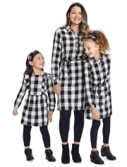 Girls Matching Family Buffalo Plaid Shirt Dress