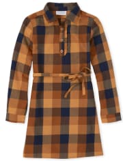 Robe chemise à carreaux assortie pour fille