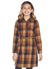 Robe chemise à carreaux assortie pour fille